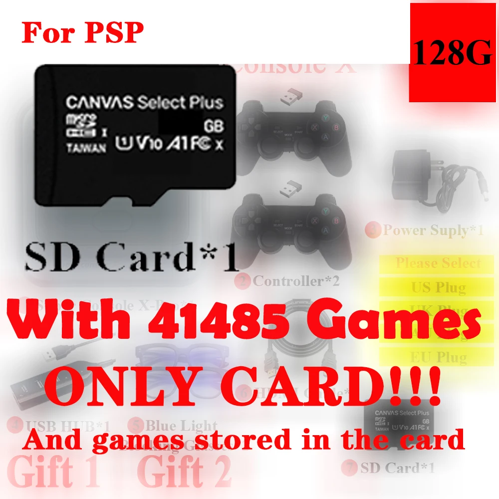 Карта памяти SD для консоли X Pro 4K HD PSP/PS1/DC/N64 64/128/256/50000 ГБ | Электроника