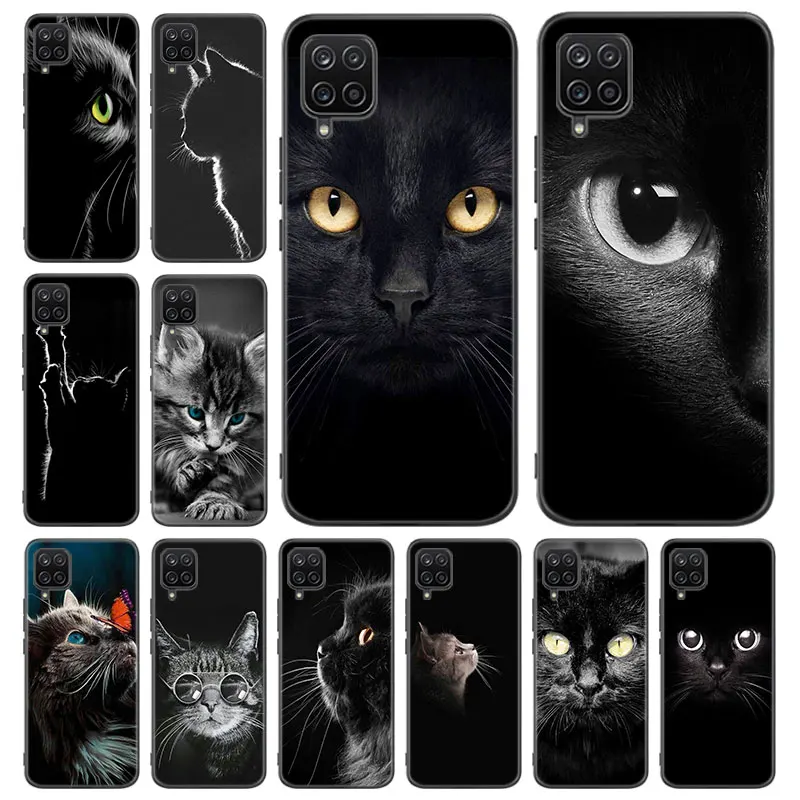 

Black Cat Staring Eye Case For Samsung Galaxy A12 A22 A31 A32 A50 A51 A70 A71 A72 A11 A21S A02S A10S A20S A30S A52 S 5G Cover