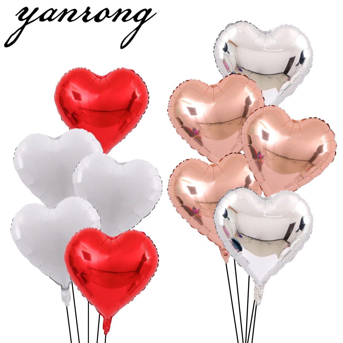 

5Pcs 18inch Gold Silver Foil Heart Balloon Wedding graduation Decorations Baby Shower Valentine's Birthday Party Balloons Globos