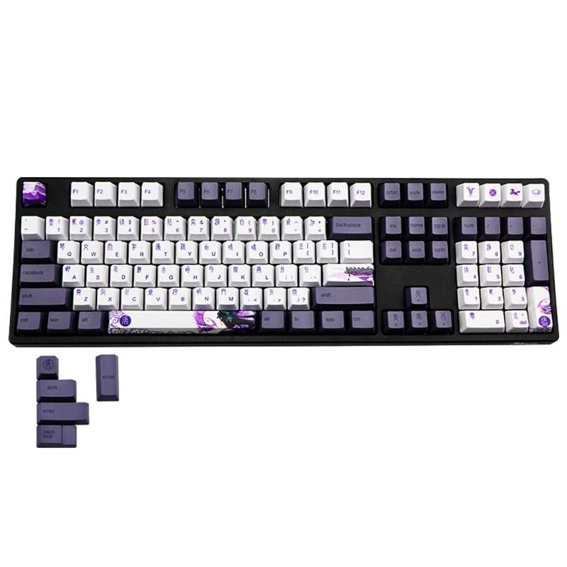 

113 Keys Purple Datang Keycap PBT Sublimation Keycaps OEM Profile Mechanical Keyboard Keycap Chinese Style GK61 GK64 Dropship