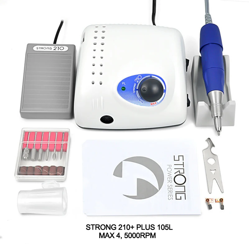 

NEW 65W 45000RPM Strong 210 PLUS 102L 105L Brushless Nail Drills Manicure Machine Pedicure Electric File Bits Nail Treatment