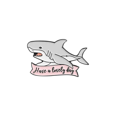 Милый баннер с мультяшными акулами, эмалированные заколки для лацканов на заказ, броши с животными, значки, модные значки, подарки для друзей, ювелирные изделия, оптовая продажа