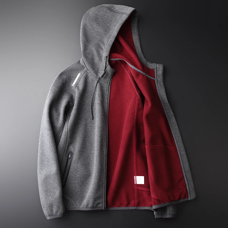 

Composite Hoodies Double-deck Utumn And Winter Luxury Add Velvet Hooded Sweatshirts Men New Fashion Plus Size M-4XL