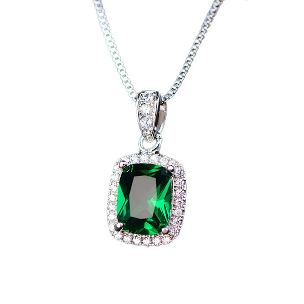 

Wong Rain Classic 100% 925 Sterling Silver Emerald Gemstone Birthstone White Gold Pendant Necklace Jewelry Gifts Wholesale