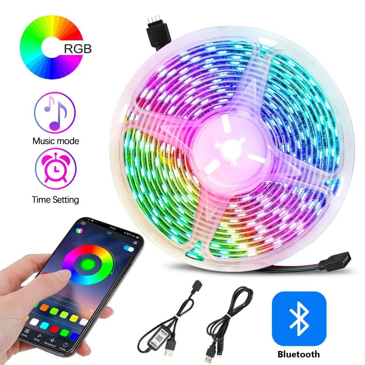 USB светодиодный ленточный светильник Bluetooth / WiFI контроллер приложения SMD 5050 RGB DC5V