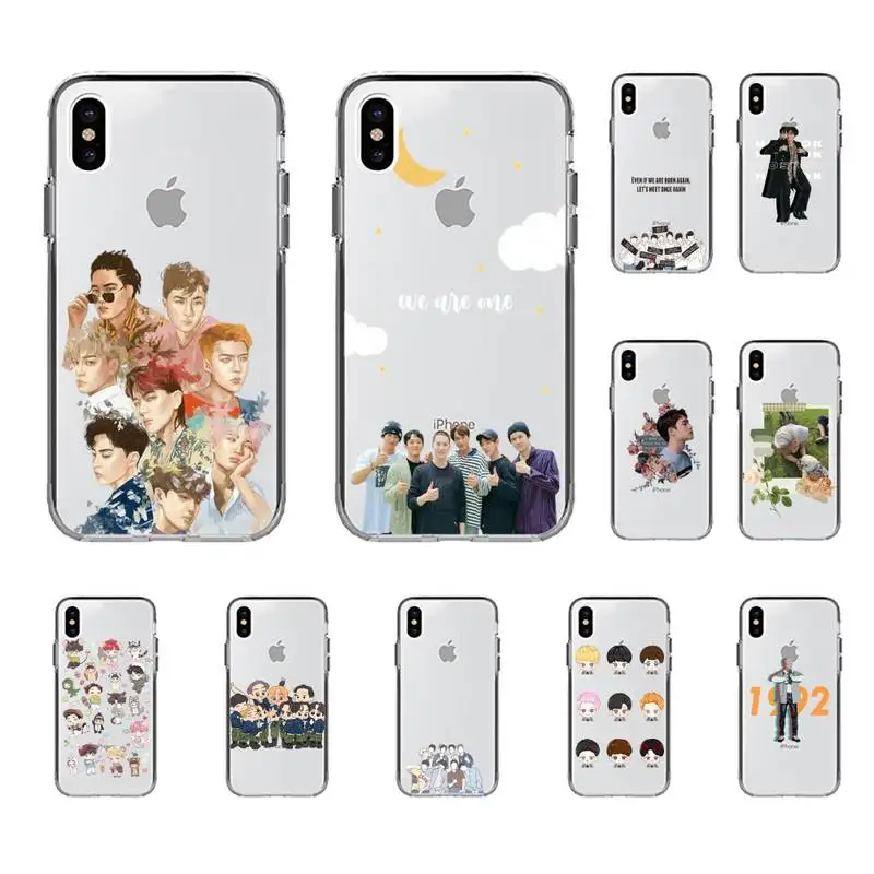 

TOPLBPCS Fashion Kpop Korean EXO Phone Case for iPhone 11 12 13 mini pro XS MAX 8 7 6 6S Plus X 5S SE 2020 XR cover