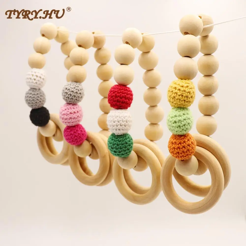 TYRY.HU 50pc/Lots 16/20mm Crochet Round Wooden Beads Handmade ball Can Chew DIY Pacifier chains Teething Bracelet beads