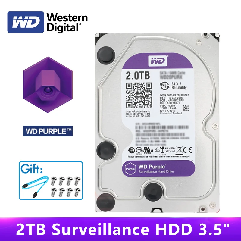 Западный цифровой WD фиолетовый HDD для наблюдения 3 5 &quotТБ 5400RPM SATA 6 ГБ/сек.