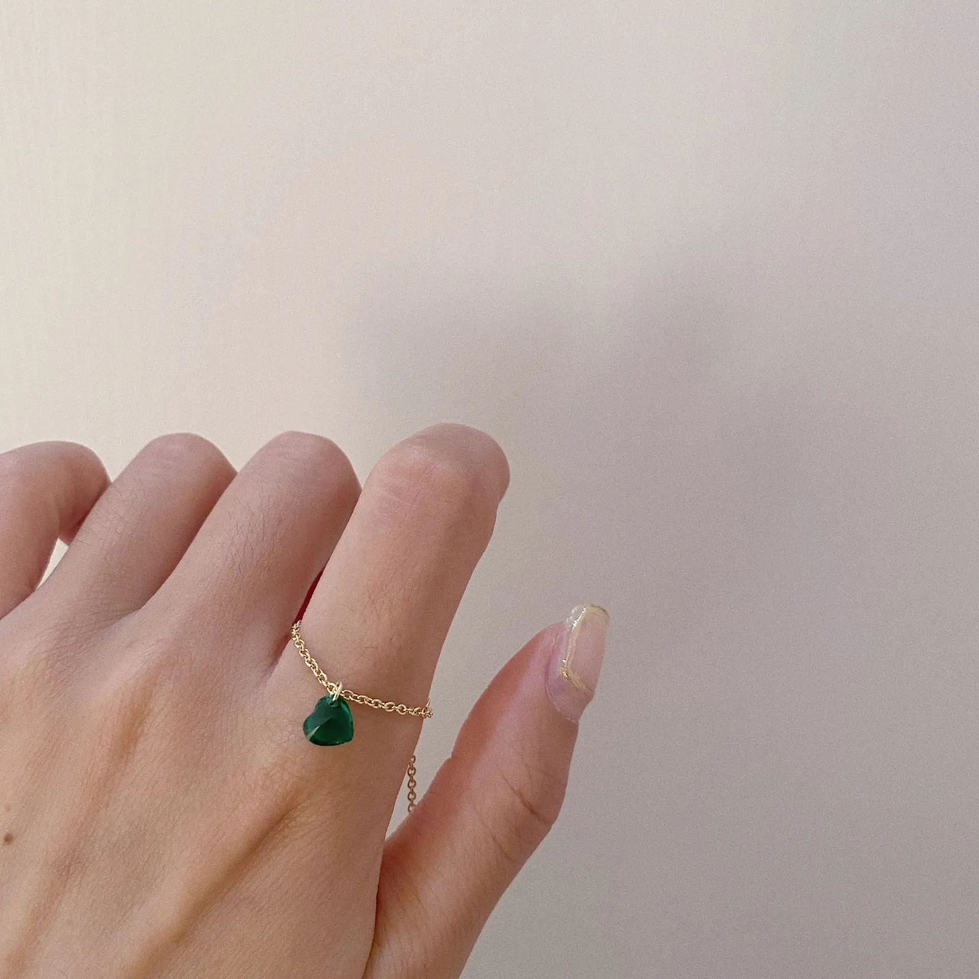 

Adjustable Size Soft Chain Love Heart Quality Crystal Rings Beautiful Ring Sweet