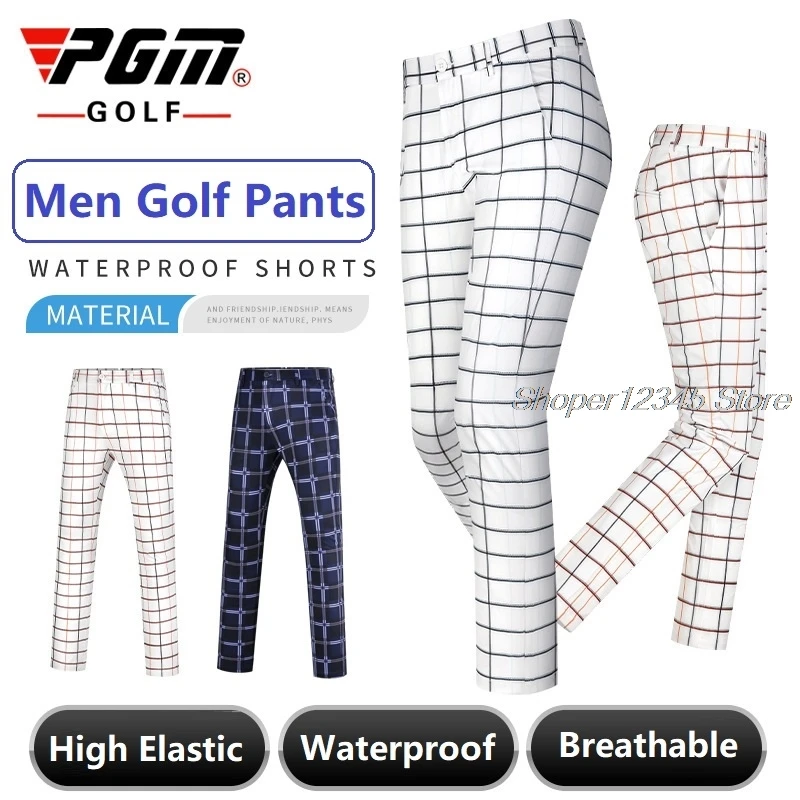 

Pgm Men Plaid Long Pant Ultra-Thin Sportswear Trousers Waterproof Straight Golf Pants Man Elastic Trousers Run Tennis Plus Size