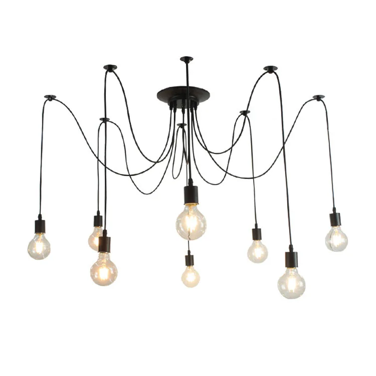 

Modern White/Black LOFT Lustre Chandeliers 6-16 Arms Retro Adjustable Edison Bulb Lamp E27 Art Spider Ceiling luminaire Fixture