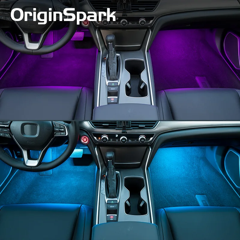 Оригинальные светодиодные лампы RGB для салона автомобиля 4 шт. управления