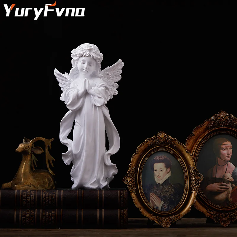 YuryFvna миниатюрные статуи Ангела из смолы художественные скульптуры рукоделие