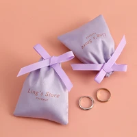 100 personalized pink velvet jewelry bag with ribbon gift pouches for wedding candy packing christmas decoration custom logo