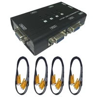 usb vga kvm switch with 4 cables 4 port selector switcher for 4pc sharing one video monitor and 3 usb devices