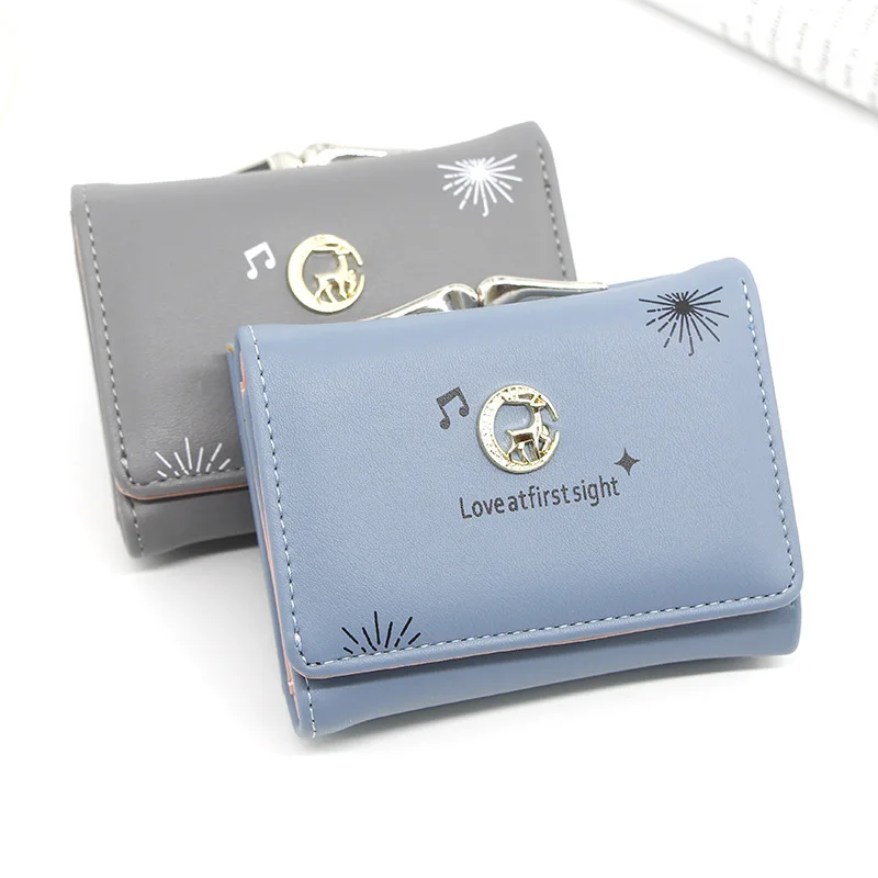 Модный женский кошелек с тремя сложениями для монет Чехол карт клатч магнитной