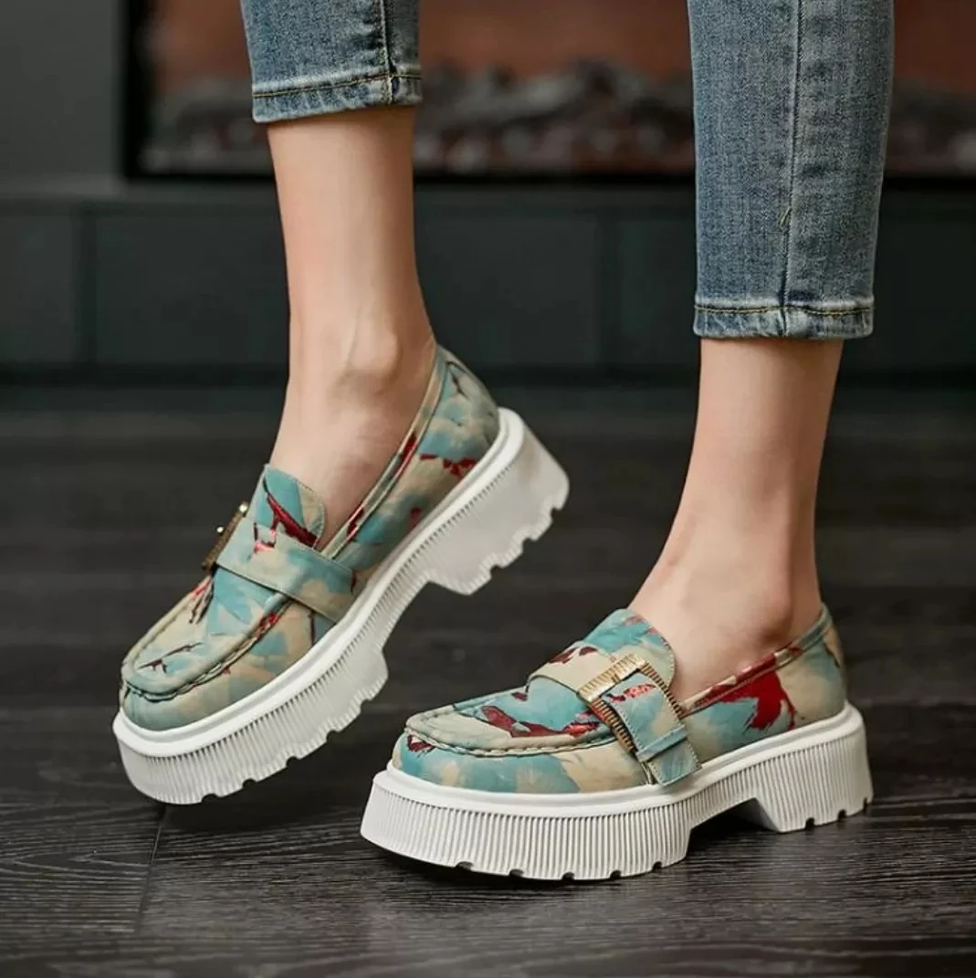 

Мокасины Mode Vrouwen, на платформе, с принтом граффити