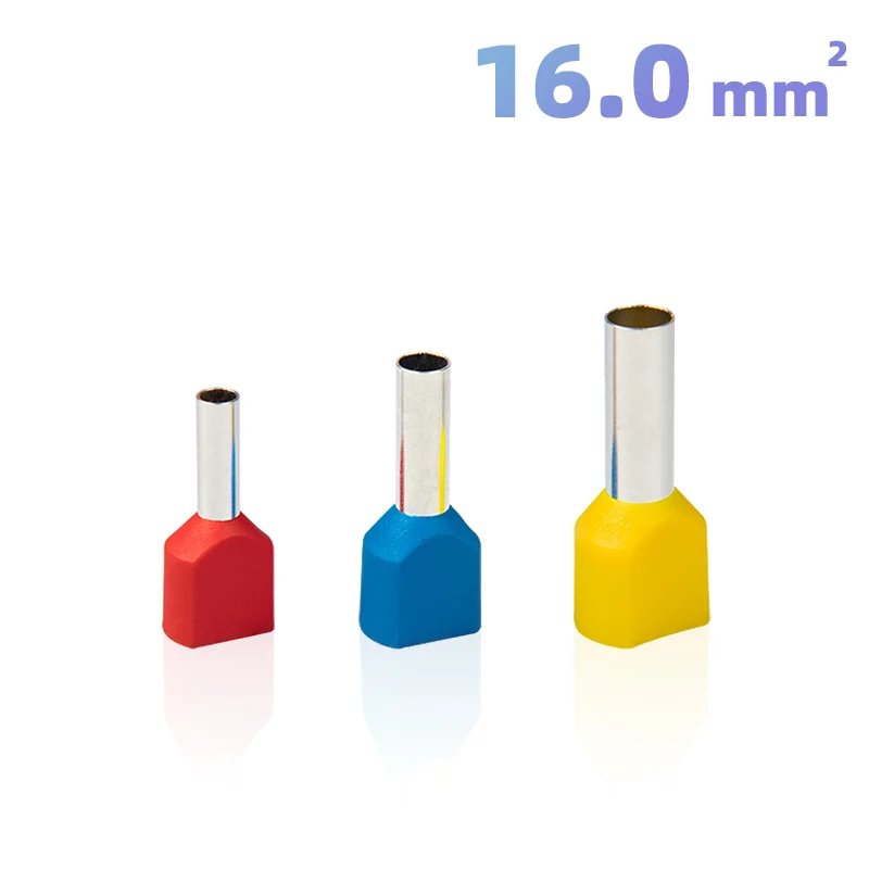 

200Pcs TE16-14 Quality Assurance Copper Insulated Plating Tin Twin Cord End Connector Double Wire Ferrule Terminal