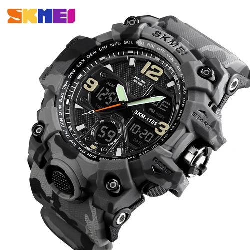 Gray Camouflage SKMEI naviforce часы мужские брендовые военные мужские спортивные часы Роскошные водонепроницаемые аналоговые кварцевые часы мужские модные светодиодный цифровые часы Relogio Masculino - Цвет: Gray Camouflage