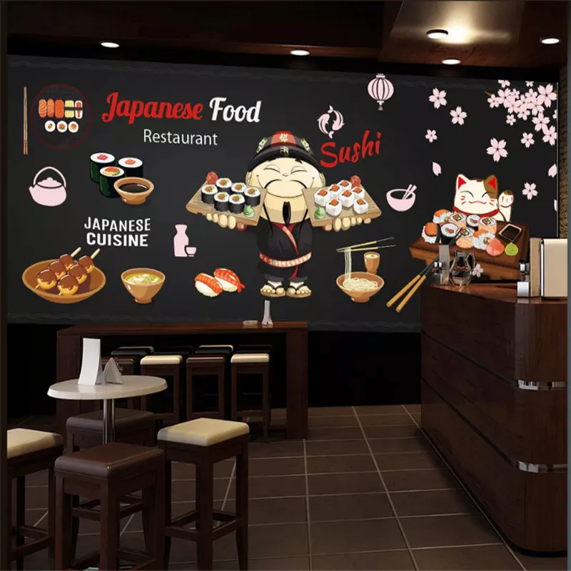 Japanese Ukiyo-e Big Waves HD Photo Wallpapers and Wind Background Wall Paper 3D for Japanese Cuisine Sushi Restaurant Decor