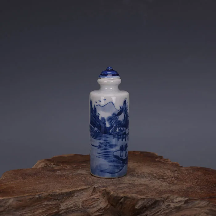 Китайская сине-белая фарфоровая цилиндрическая бутылка для - Цена: 458.23