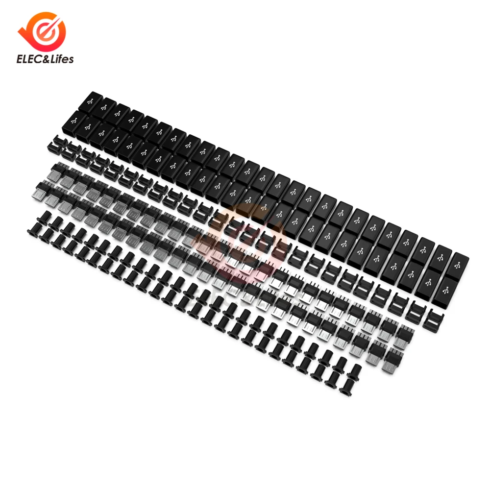 

50Pcs/pack Micro USB Male Plug Connectors Connector Diy Kit with Covers Black