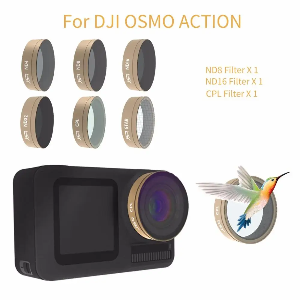 

6PC STAR+CPL+ND4+ND8+ND16+ND32 Camera Lens Filters For DJI OSMO ACTION Camera Lens Filters surfaces outdoors