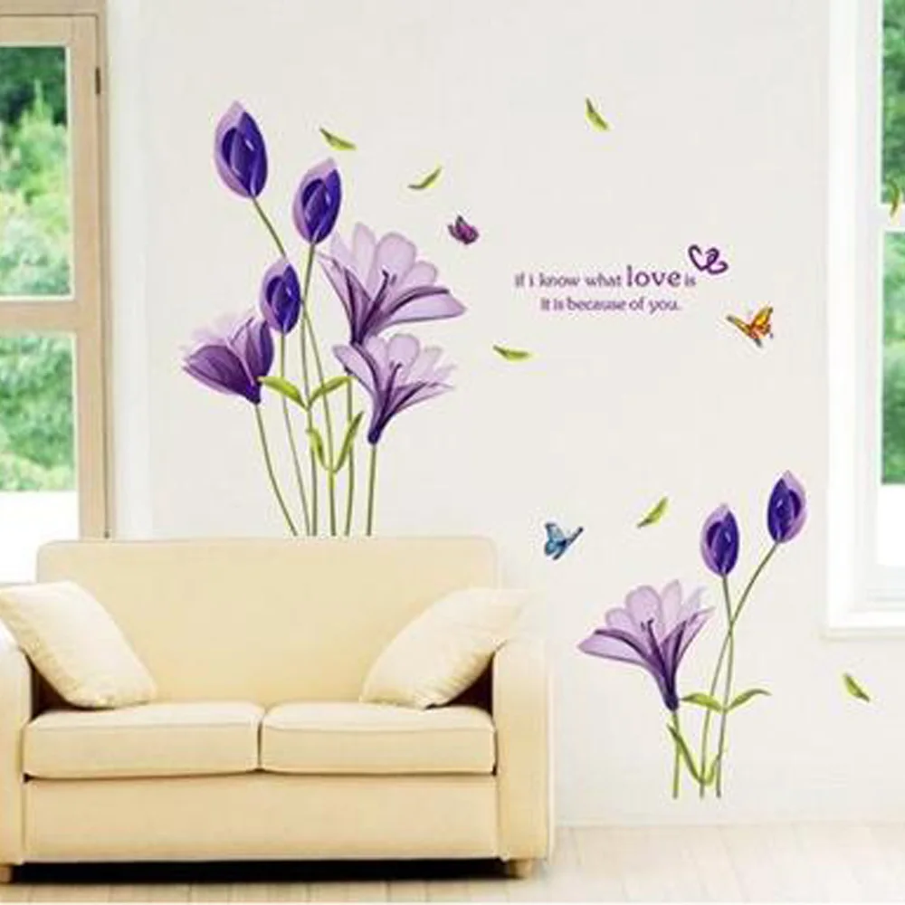 Стикеры для украшения стен художественная Фреска дома Лилия наклейка фоновые