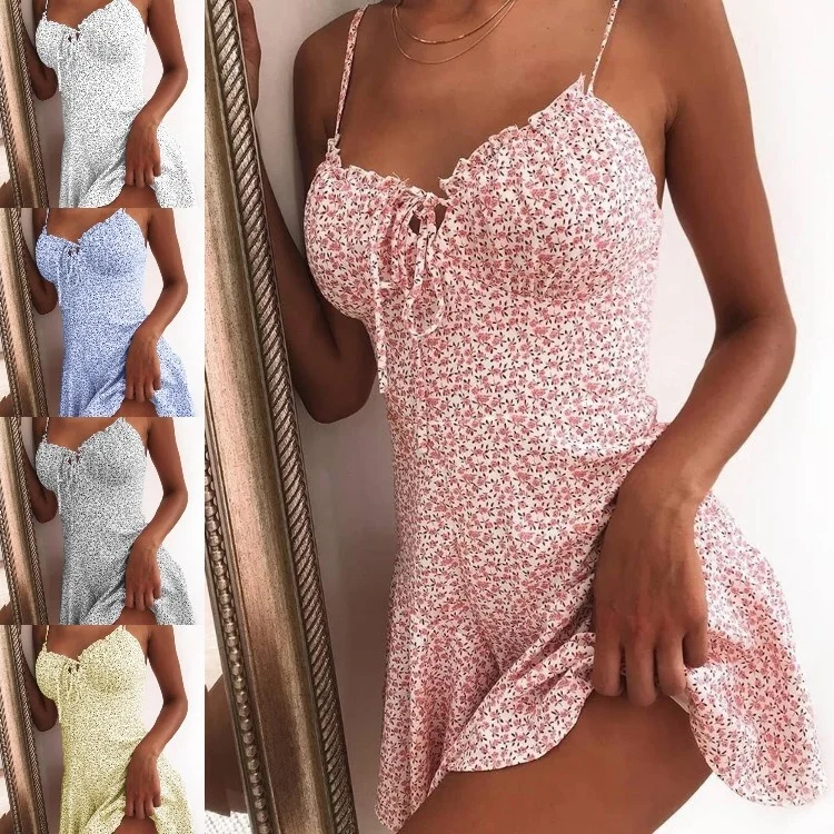 

Women's Summer Sexy Floral Suspender Mini Dress
