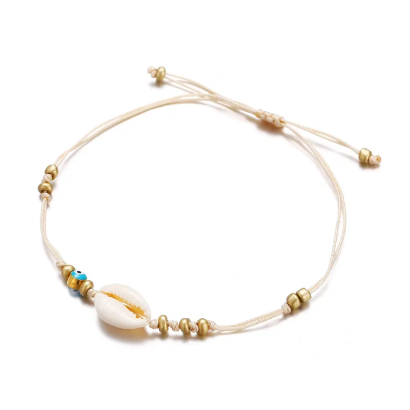 

New Fashion Shell Woven Rice Beads Anklet for Women 2021 Foot Beach Jewelry