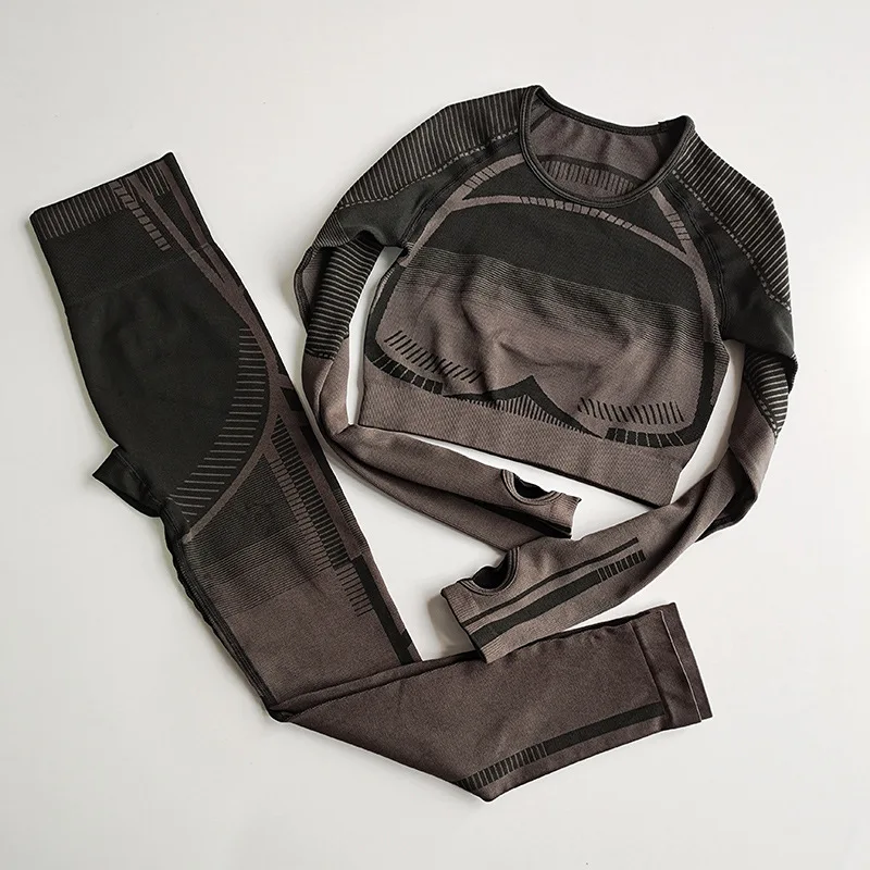 

Women's Tracksuit Yoga Set Women Leggings Long Sleeve Top High ElasticWaist Nylon Gym Clothing Push Up Sportswear Suit Fitness