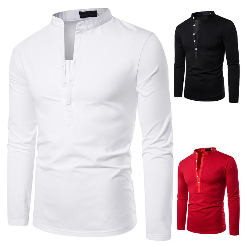 

Men T-shirt Men Shirt Long Sleeve T-shirt Solid Color Tops New Clothing Autumn Streetwear Casual Fashion Men T-shirt