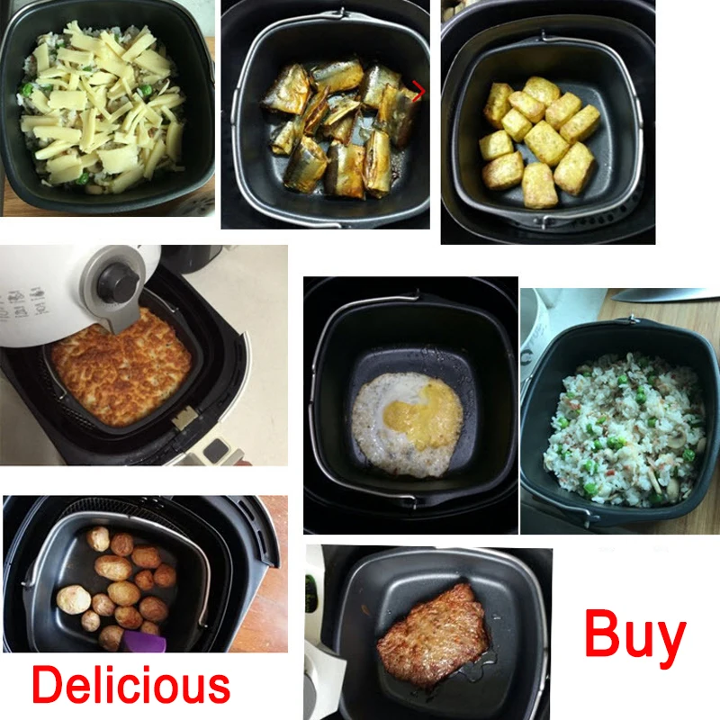 

Air Fryer Accessory Non-Stick Baking Basket Roasting Pizza Plate Tray Cooking Pot For Philip HD9220 HD9225 HD9232 HD9233 HD9641