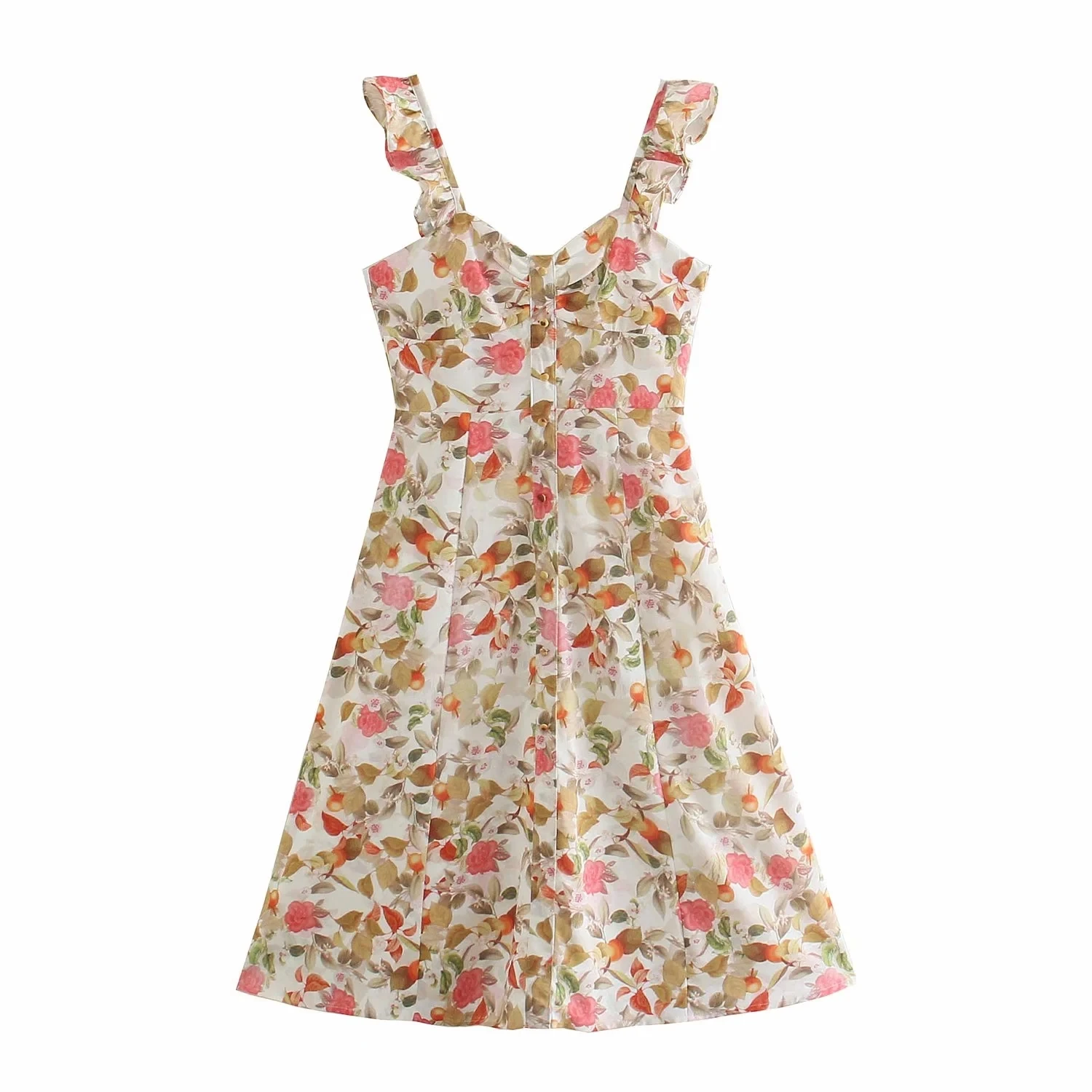 

Za 2021 summer Women floral Midi Sundresses holiday Sling Dress sleeveless Wide Strap Vestidos vintage Printed Flower Dresses