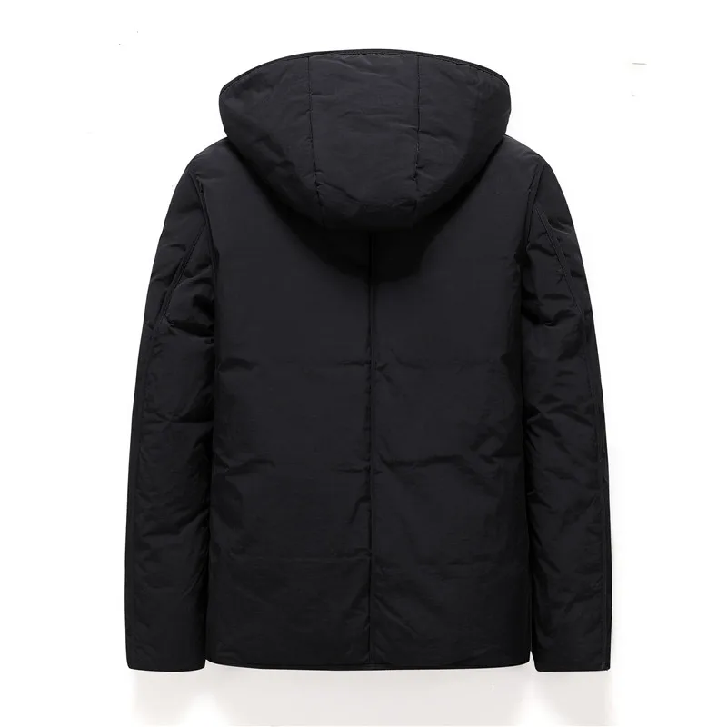 

Winter Men Thick Simple ArmyGreen & Black Hooded Duck Down Jacket Windbreaker Warm Slim Casual Cargo Coat Down Parka Outwear