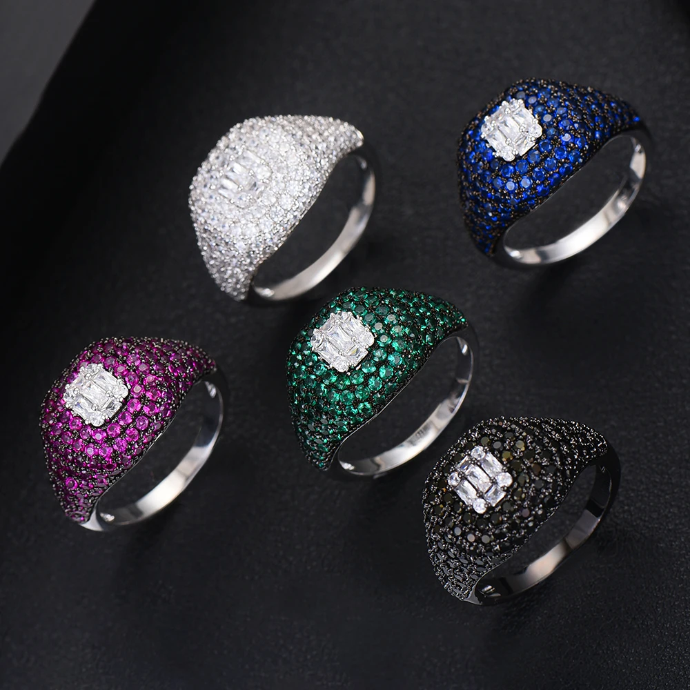 

LARRAURI Paved Full Cubic Zirconi Gorgeous Fingers Rings For Noble Women Bridal Wedding Engagement Jewelry Party Accessories