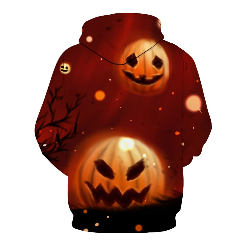 Новинка толстовка с капюшоном и объемным принтом головы тыквы на Хэллоуин для