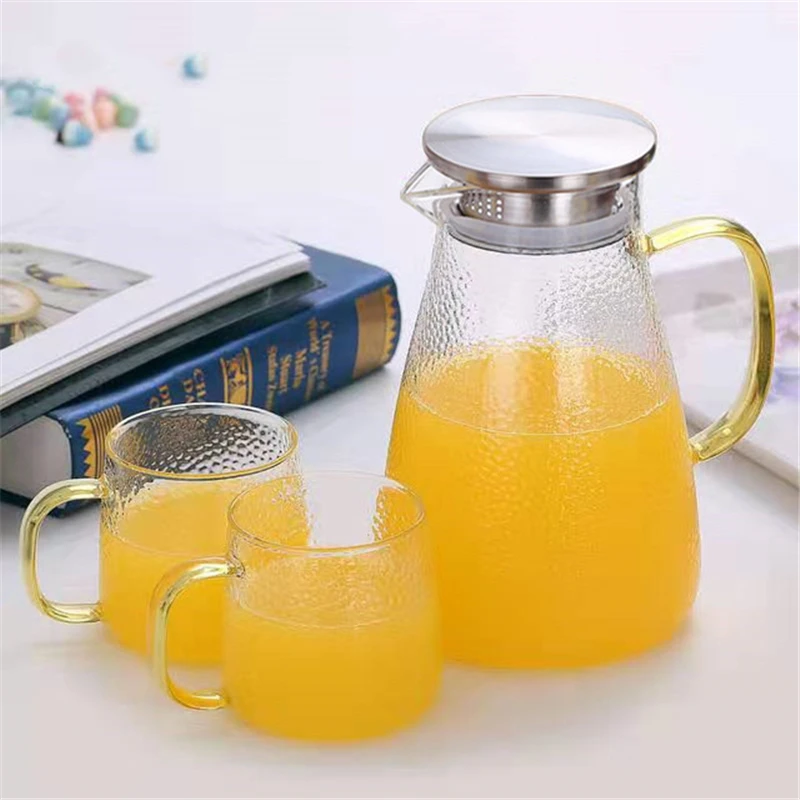 Стеклянный кувшин для воды из нержавеющей стали с ручкой горячей/холодной