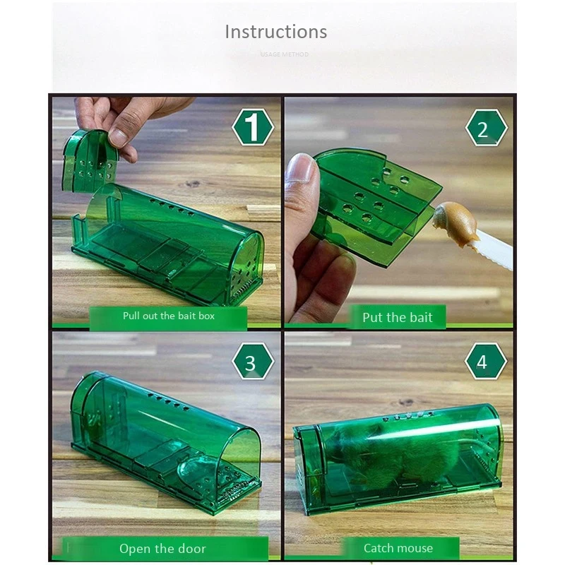

6 Pack Mouse Traps Catch and Release Pet and Child Safe No Poison Green Color