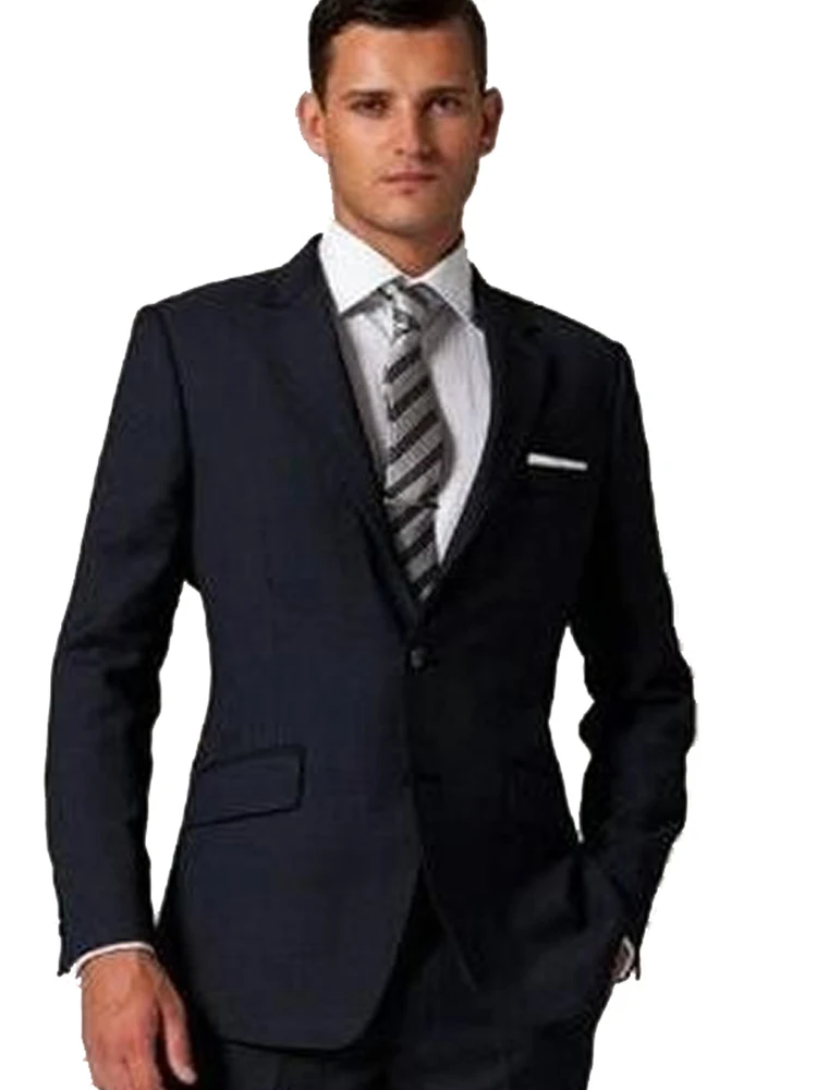 

Midnight Blue Tuxedo Custom Made Groom Suit Bespoke Dark Navy Blue Custom Tuxedo Wedding Suits For Men 2 Button Man Wedding Suit