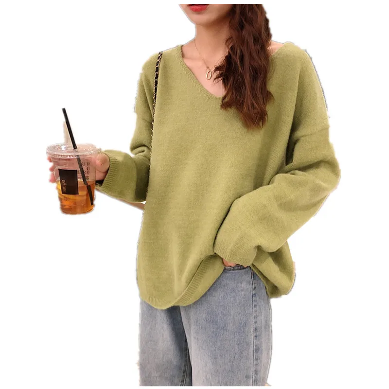 Женский свитер повседневный трикотажный с длинным рукавом |