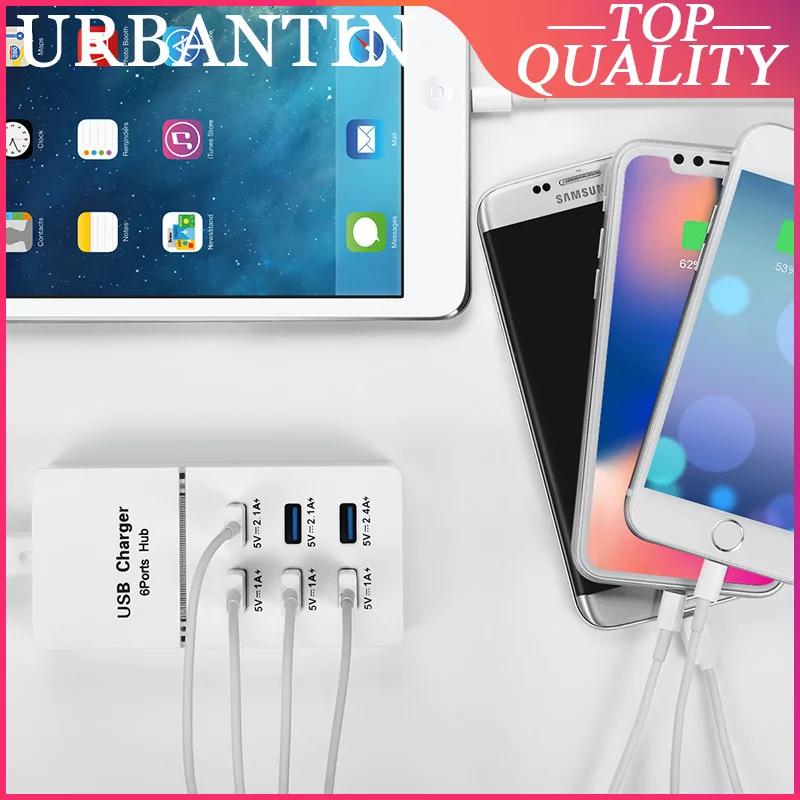 Зарядное устройство с 6 USB портами для телефонов вилкой Стандарта Австралии и