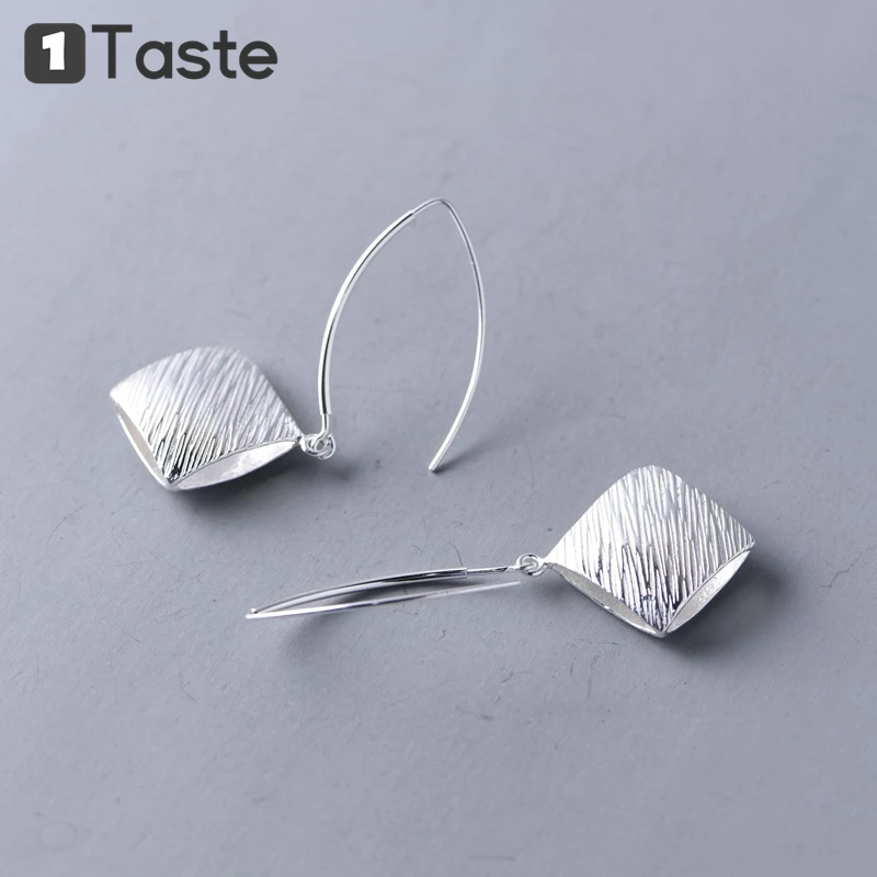 

ONE TASTE 925 Sterling Silver Diamond Shape Drop Earrings For Women Geometric Simple Trendy Earring Fine Jewelry 2021 New Gift