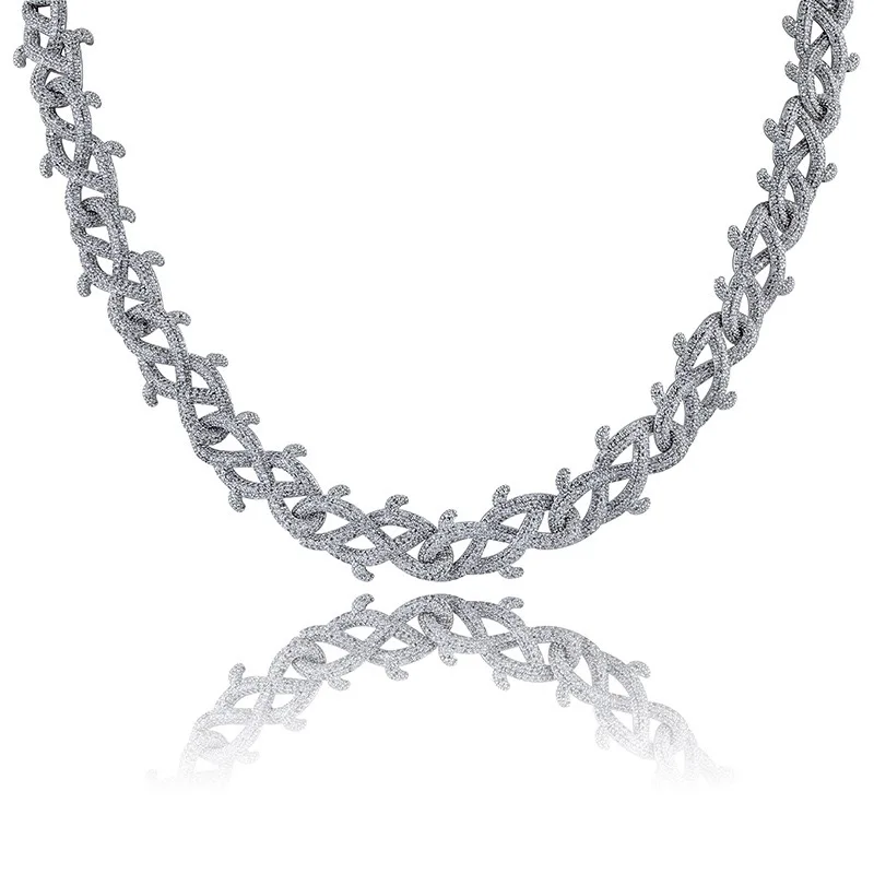 

18 мм льдом из шипов кубинская цепочка Ожерелье Золотая отделка модные хип хоп ювелирные изделия кубический циркон ожерелье