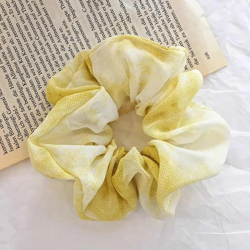 yellow Модные женские шифоновые резинки для волос с кольцом, эластичные резинки для волос, чистый цвет, танцевальные резинки для волос, женские аксессуары для волос - Цвет: yellow