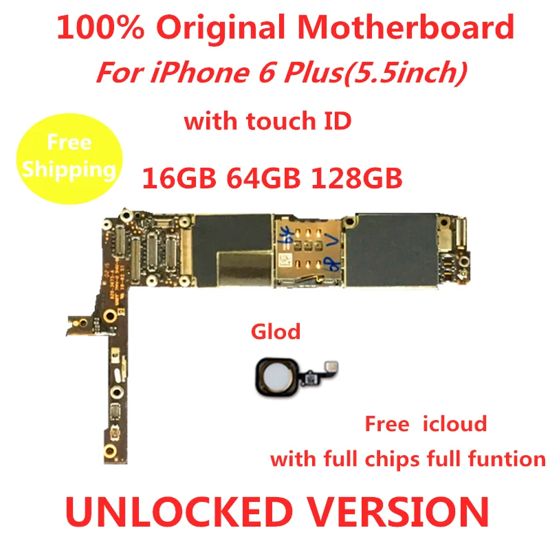 

Original Motherboard For iphone 6 Plus motherboard unlocked With Touch ID/NO Touch ID logic compact unlock icloud remove