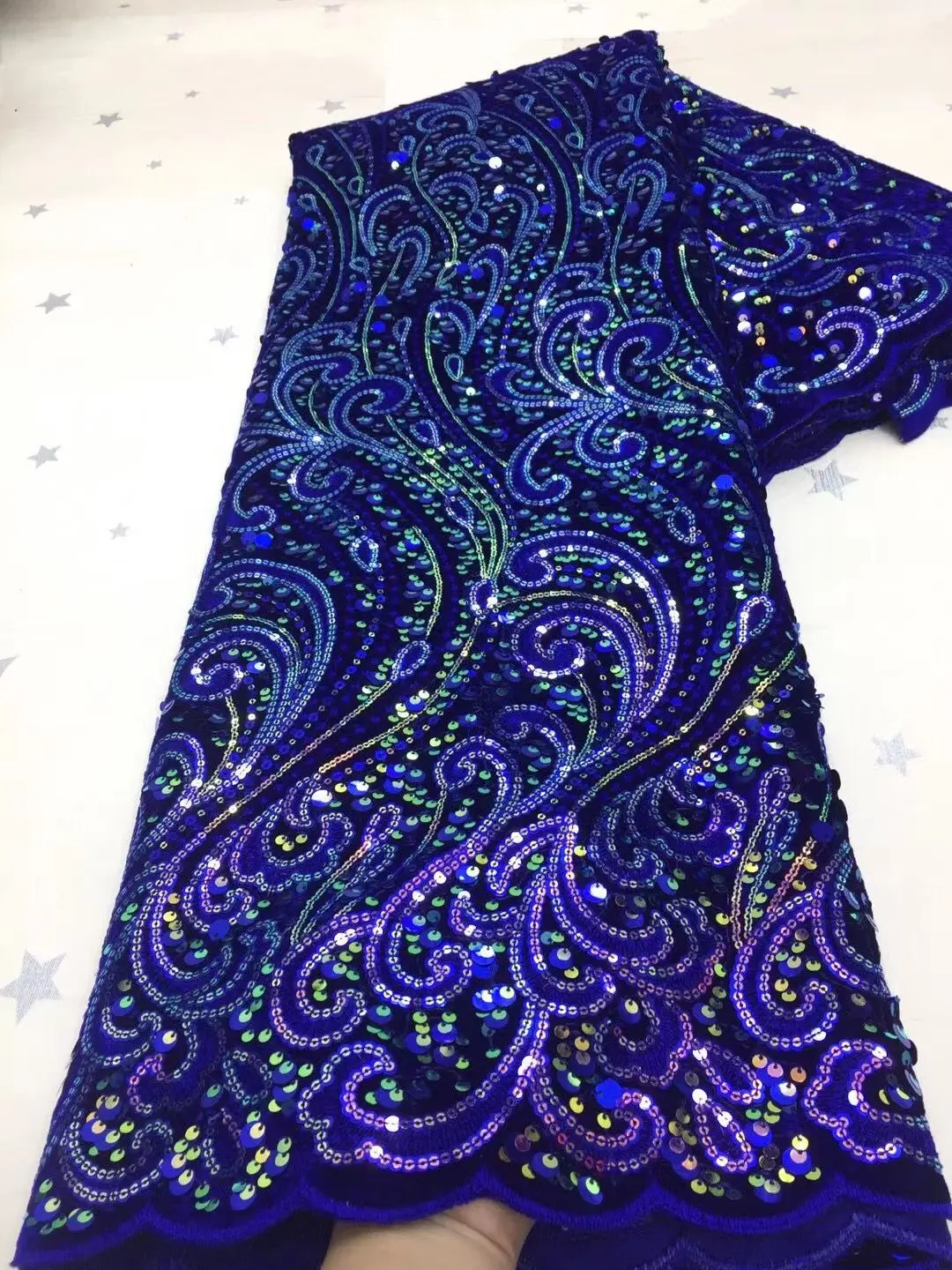 

African Velvet Lace Fabric High Quality French Sequins Lace Embroidery Nigerian Velvet Lace Fabric For Party Dress