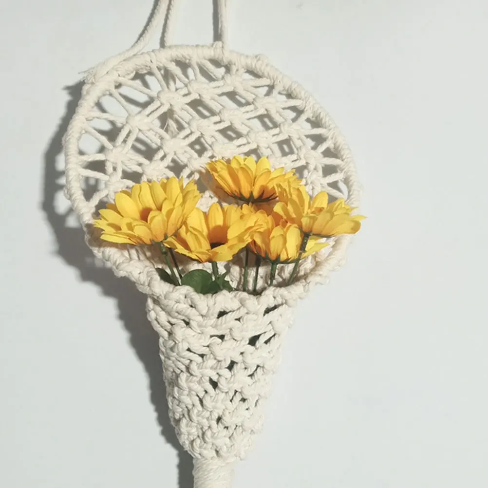 Ручная плетеная подвесная корзина цветочный горшок настенная художественная