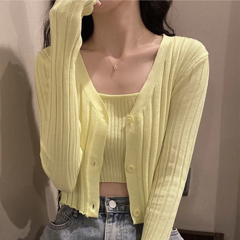 

Женский ТРИКОТАЖНЫЙ УКОРОЧЕННЫЙ ТОП, привлекательный тонкий жилет с поясом и надписью Joker Show + вязаный кардиган, пальто из двух предметов, ми...