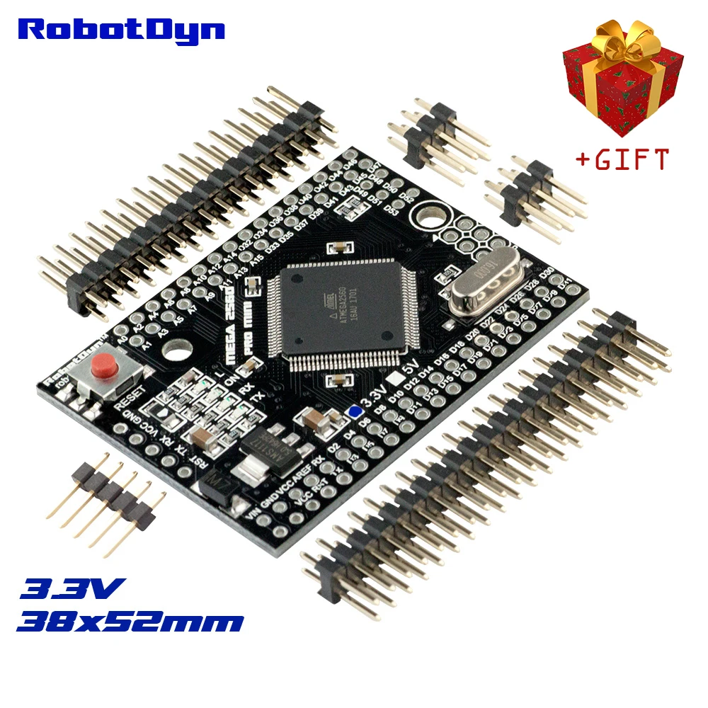 Мега 2560 PRO мини 3 В ATmega2560-16AU с штыревыми разъемами. Совместим Arduino Mega 2560. |